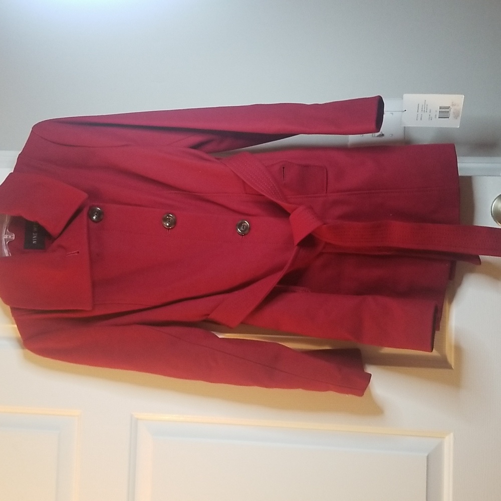 Red Nine West Trench Coat. Size 10